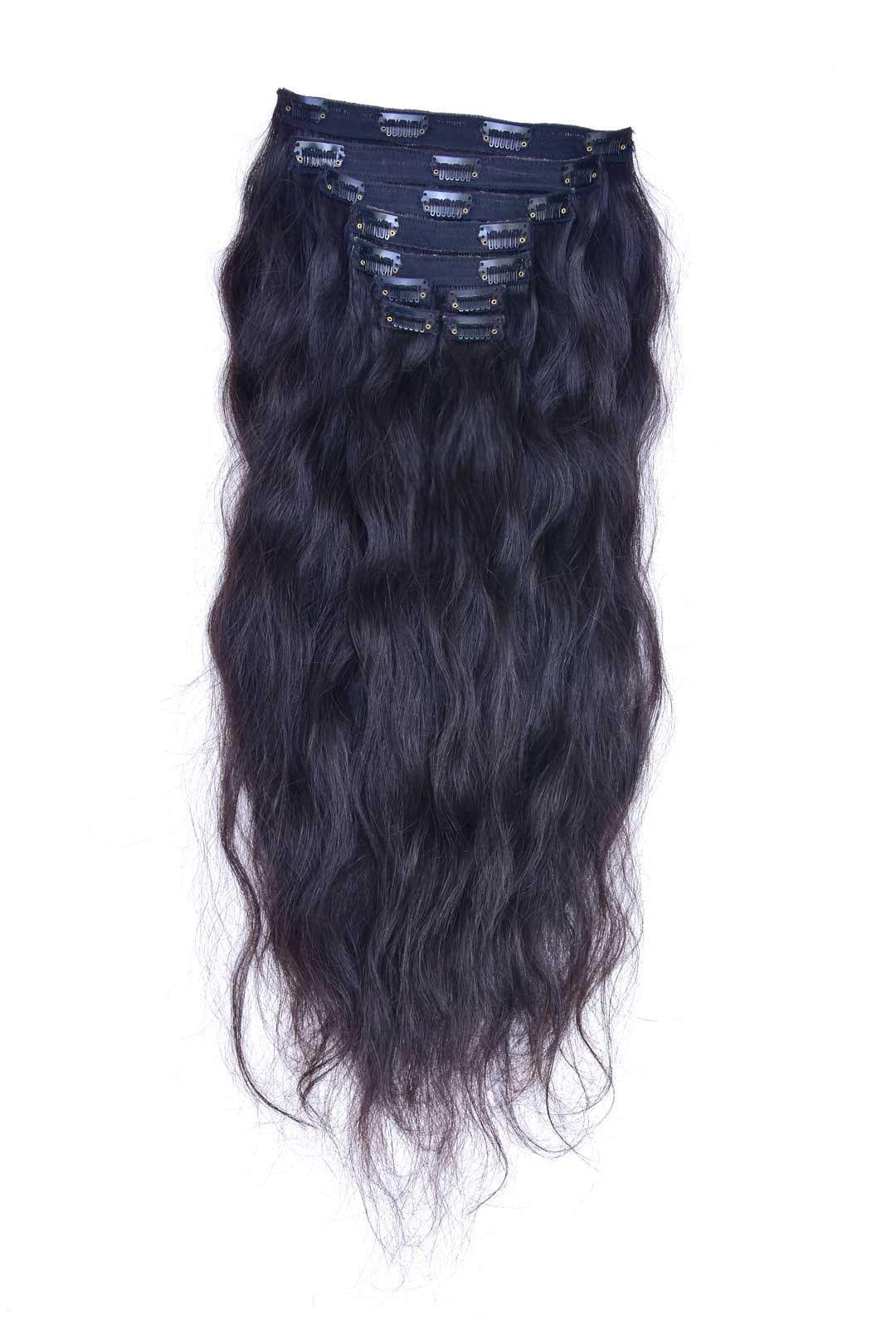 Clip in extensions capelli indiani grezzi neri 