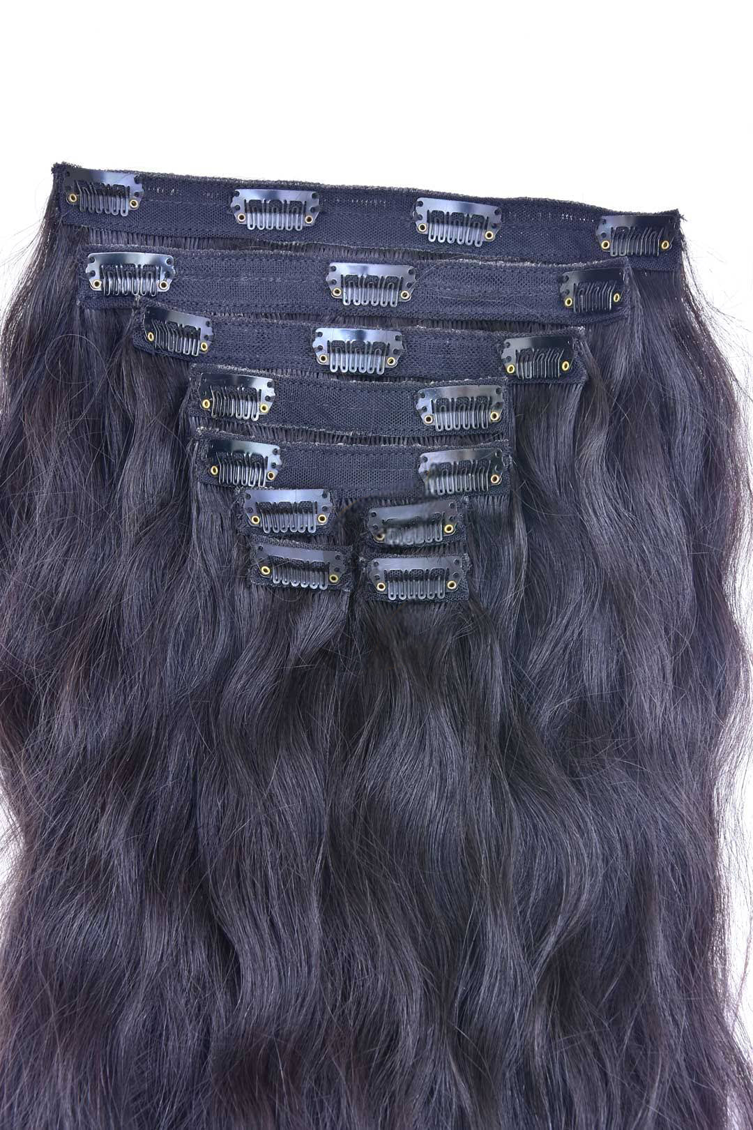 Black Indian raw hair clip on extensions