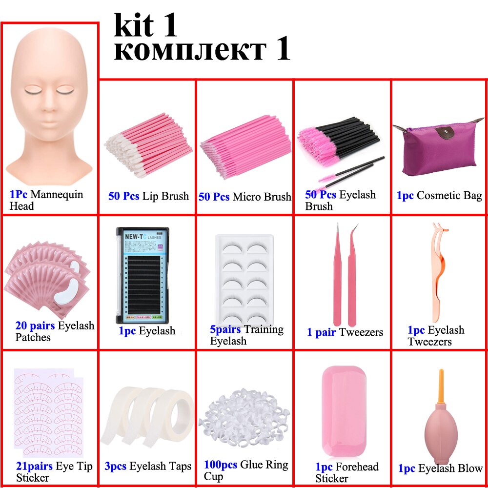 Training Eyelashes kit with mannequin