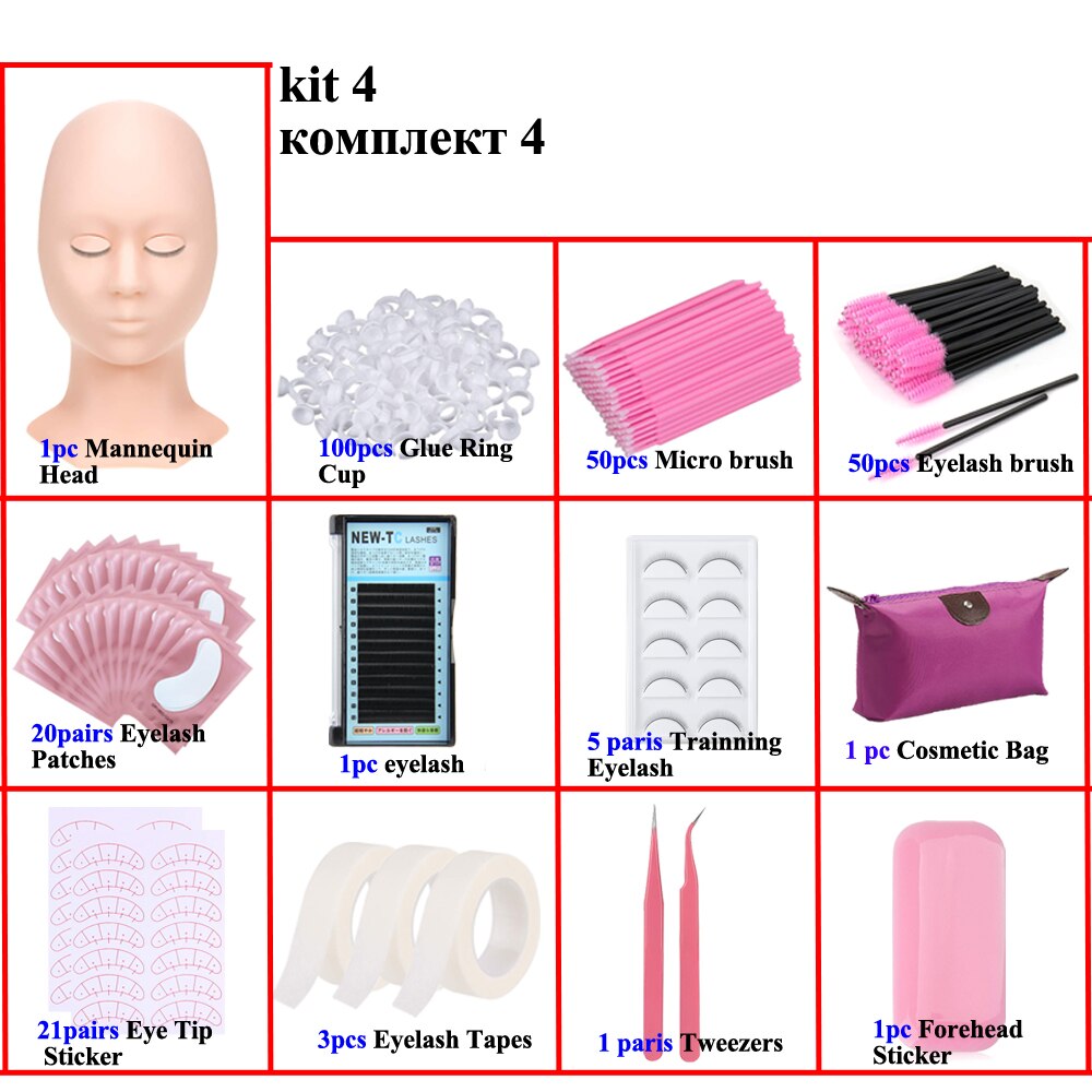 Training Eyelashes kit with mannequin