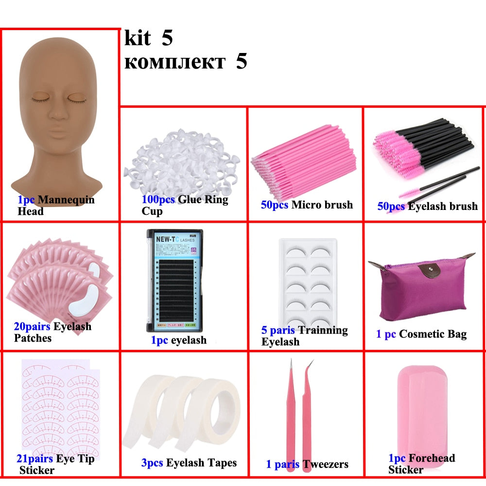 Training Eyelashes kit with mannequin