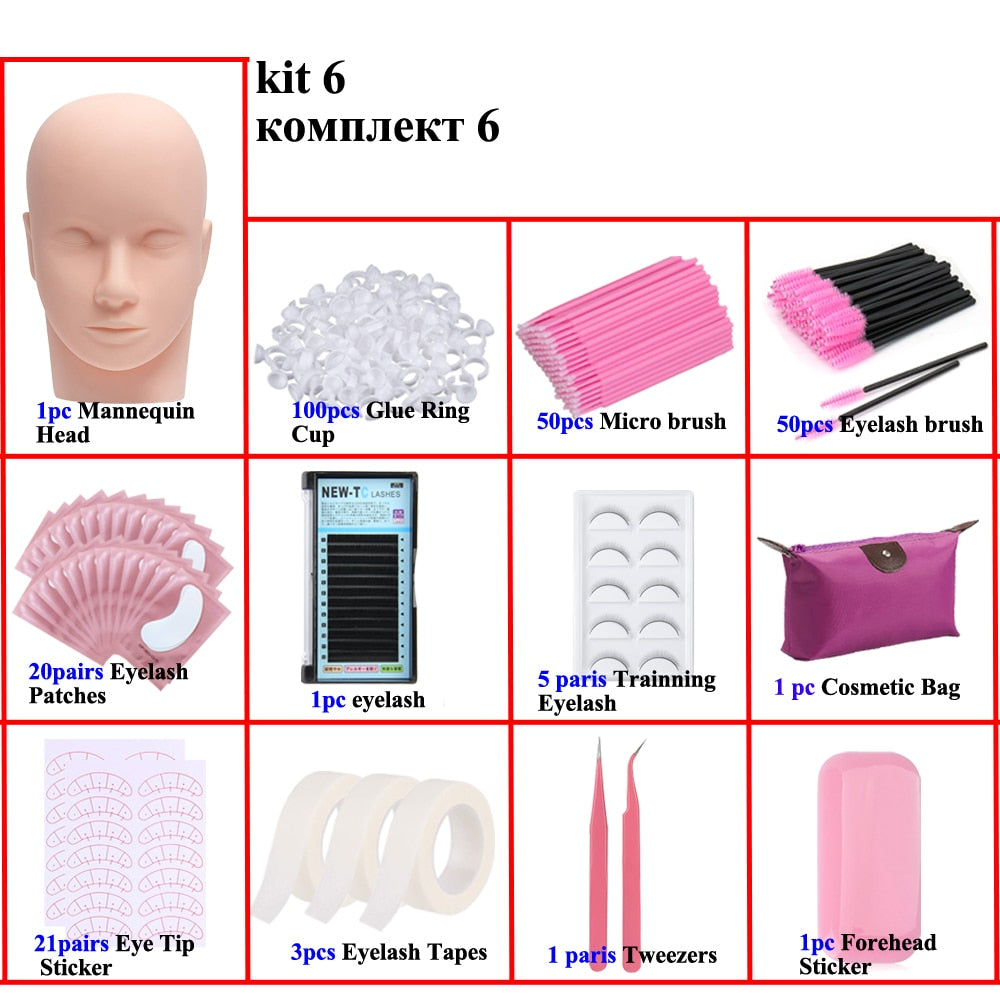 Training Eyelashes kit with mannequin