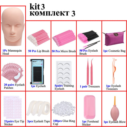 Training Eyelashes kit with mannequin