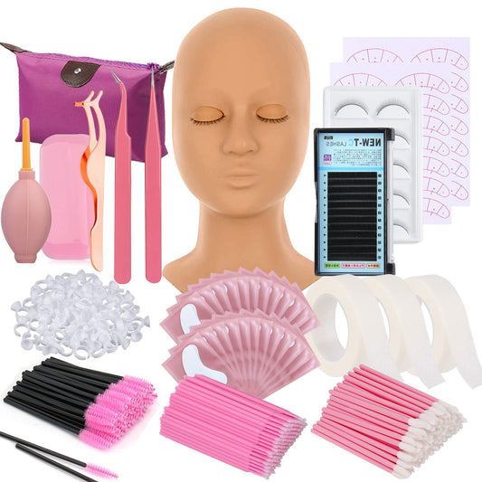 Training Eyelashes kit with mannequin